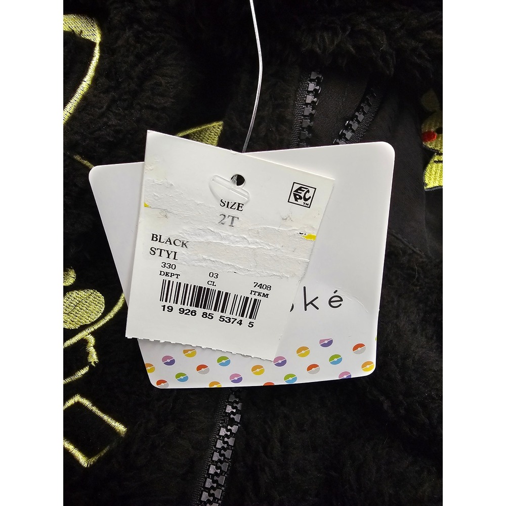 Monpoke Boys Pikachu Fleece Zip Jacket Black Polyester Casual Size 2T - Picture 3 of 7